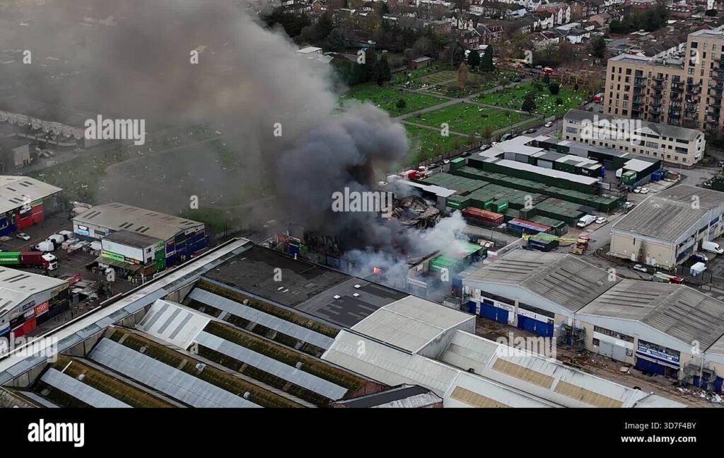 Southall Church Fire Captures Attention: 70 Firefighters Responding further drone footage of fire in southall 3d7f4by.jpg
